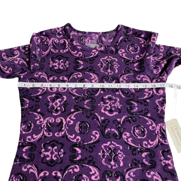 Cuddl Duds Sweater Women M Purple Scroll Climate Right Stretch Fleece Thumbholes - Picture 13 of 15